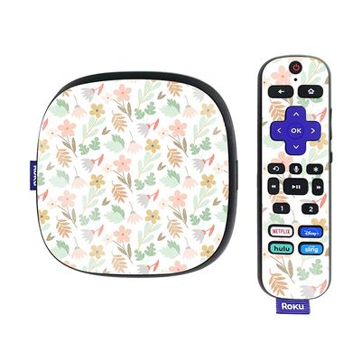 MightySkins Glossy Glitter Skin Compatible with Roku Ultra HDR 4K Streaming Media Player (2020) - Neutral Flowers | Protective, Durable High-Gloss Glitter Finish | Easy to Apply | Made in The USA