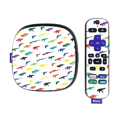 MightySkins Skin Compatible With Roku Ultra HDR 4K Streaming Media Player (2020) - Fun Guns | Protective, Durable, and Unique Vinyl Decal wrap cover | Easy To Apply and Change Styles | Made in the USA
