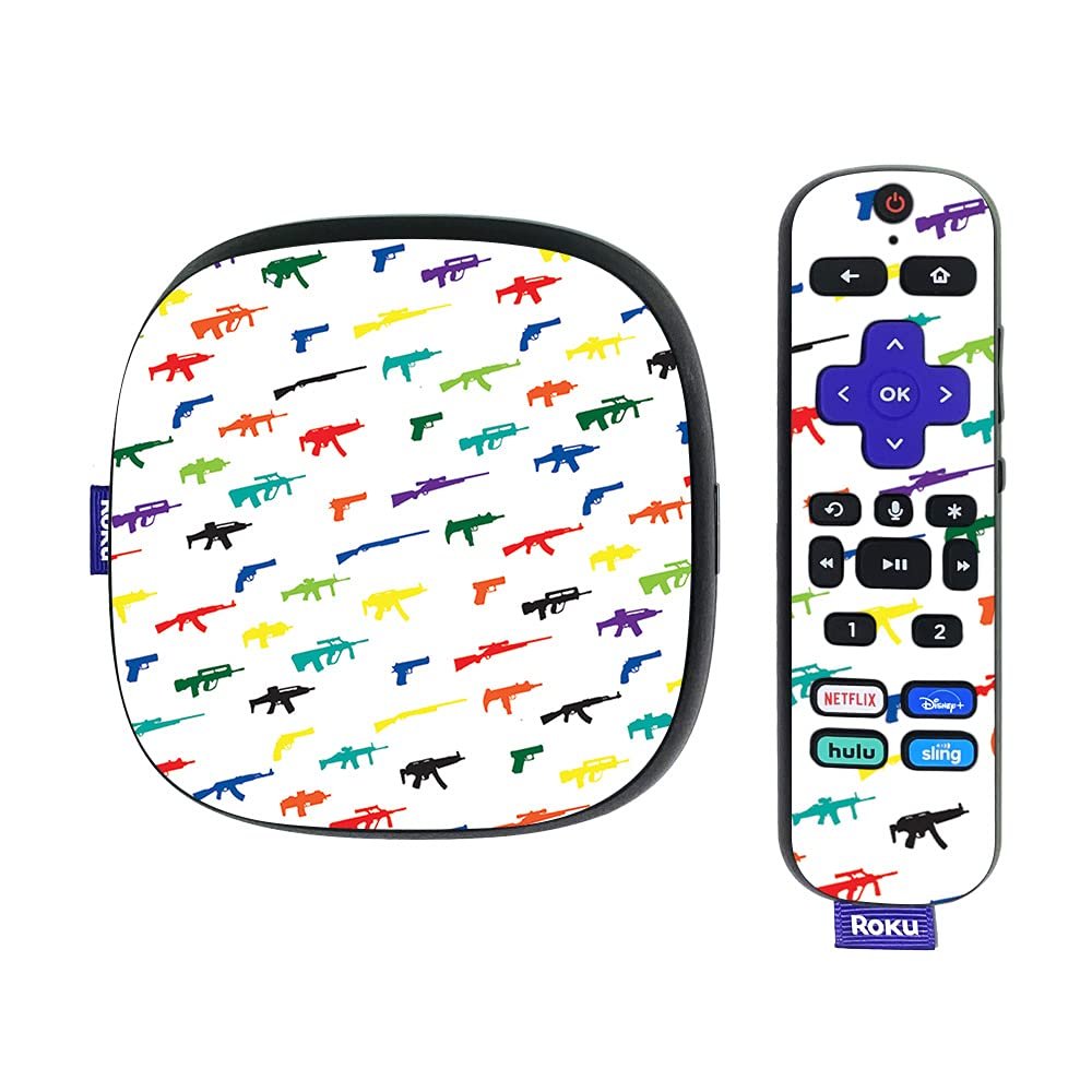 MightySkins Skin Compatible With Roku Ultra HDR 4K Streaming Media Player (2020) - Fun Guns | Protective, Durable, and Unique Vinyl Decal wrap cover | Easy To Apply and Change Styles | Made in the USA