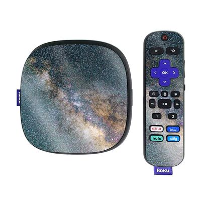 MightySkins Glossy Glitter Skin Compatible with Roku Ultra HDR 4K Streaming Media Player (2020) - Galactic Landscape | Protective, Durable High-Gloss Glitter Finish | Easy to Apply | Made in The USA