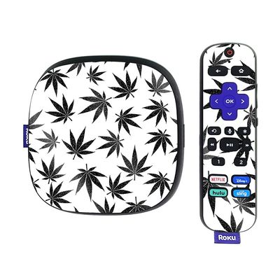 MightySkins Glossy Glitter Skin Compatible with Roku Ultra HDR 4K Streaming Media Player (2020) - Pot Leaves Black | Protective, Durable High-Gloss Glitter Finish | Easy to Apply | Made in The USA