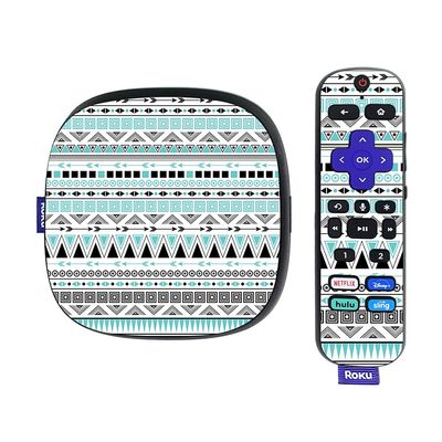 MightySkins Skin Compatible with Roku Ultra HDR 4K Streaming Media Player (2020) - Turquoise Tribal | Protective, Durable, and Unique Vinyl Decal wrap Cover | Easy to Applys | Made in The USA