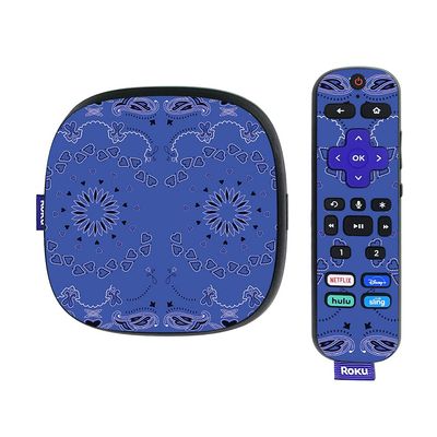 MightySkins Skin Compatible with Roku Ultra HDR 4K Streaming Media Player (2020) - Blue Bandana | Protective, Durable, and Unique Vinyl Decal wrap Cover | Easy to Apply | Made in The USA