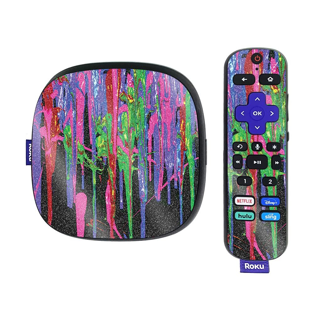 MightySkins Glossy Glitter Skin Compatible with Roku Ultra HDR 4K Streaming Media Player (2020) - Drips | Protective, Durable High-Gloss Glitter Finish | Easy to Apply | Made in The USA