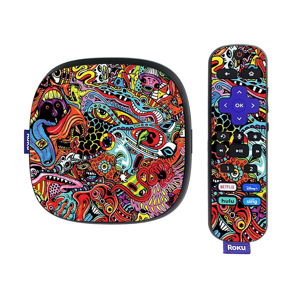 MightySkins Skin Compatible with Roku Ultra HDR 4K Streaming Media Player (2020) - Acid Trippy | Protective, Durable, and Unique Vinyl Decal wrap Cover | Easy to Apply | Made in The USA