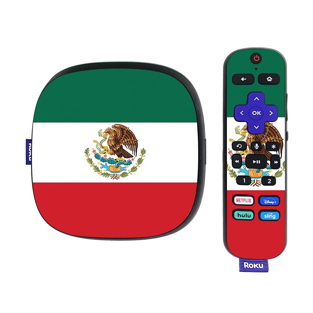 MightySkins Skin Compatible with Roku Ultra HDR 4K Streaming Media Player (2020) - Mexican Flag | Protective, Durable, and Unique Vinyl Decal wrap Cover | Easy to Apply | Made in The USA