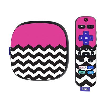 MightySkins Skin Compatible with Roku Ultra HDR 4K Streaming Media Player (2020) - Hot Pink Chevron | Protective, Durable, and Unique Vinyl Decal wrap Cover | Easy to Applys | Made in The USA