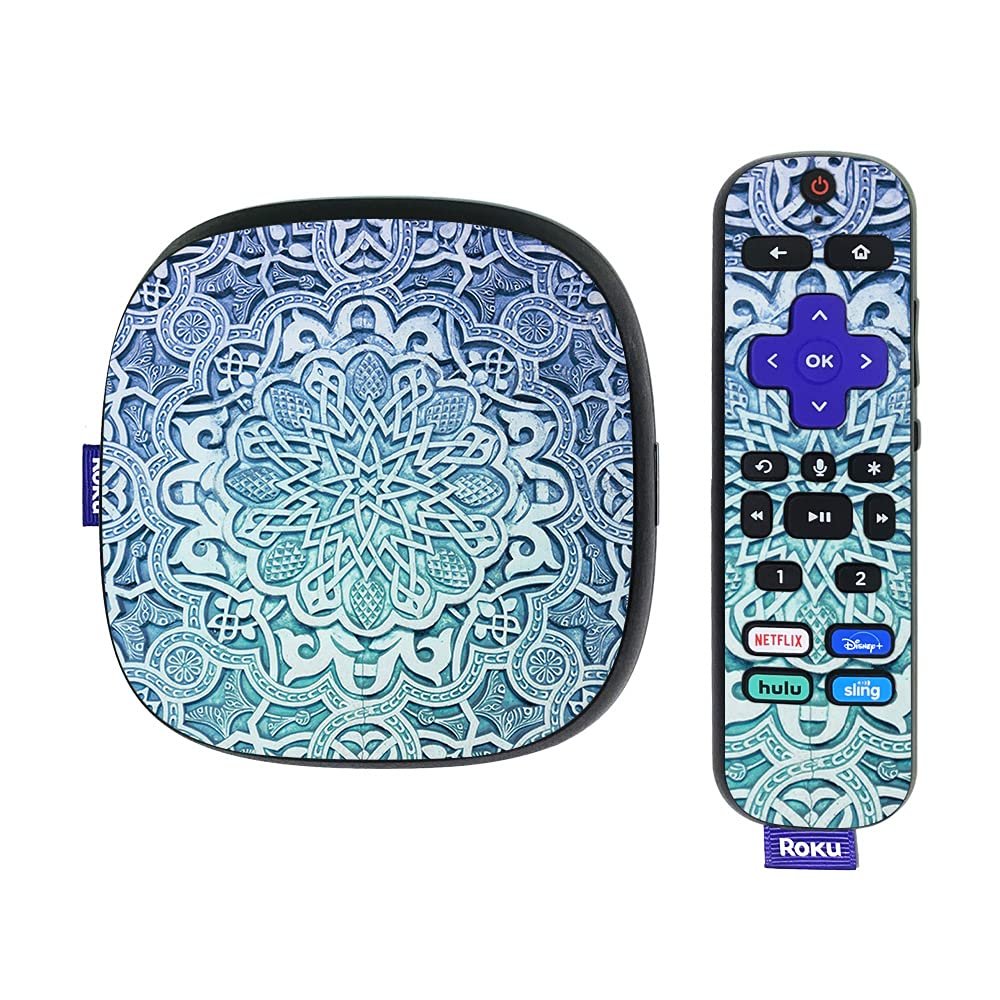 MightySkins Skin Compatible with Roku Ultra HDR 4K Streaming Media Player (2020) - Carved Blue | Protective, Durable, and Unique Vinyl Decal wrap Cover | Easy to Apply | Made in The USA