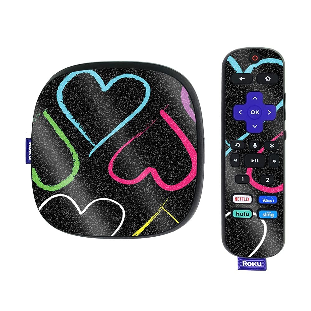 MightySkins Glossy Glitter Skin Compatible with Roku Ultra HDR 4K Streaming Media Player (2020) - Hearts | Protective, Durable High-Gloss Glitter Finish | Easy to Apply | Made in The USA