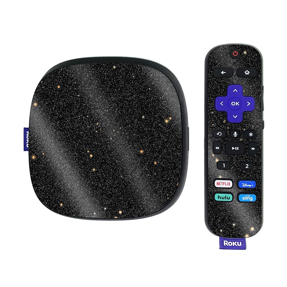 MightySkins Glossy Glitter Skin Compatible with Roku Ultra HDR 4K Streaming Media Player (2020) - Deep Space | Protective, Durable High-Gloss Glitter Finish | Easy to Apply | Made in The USA