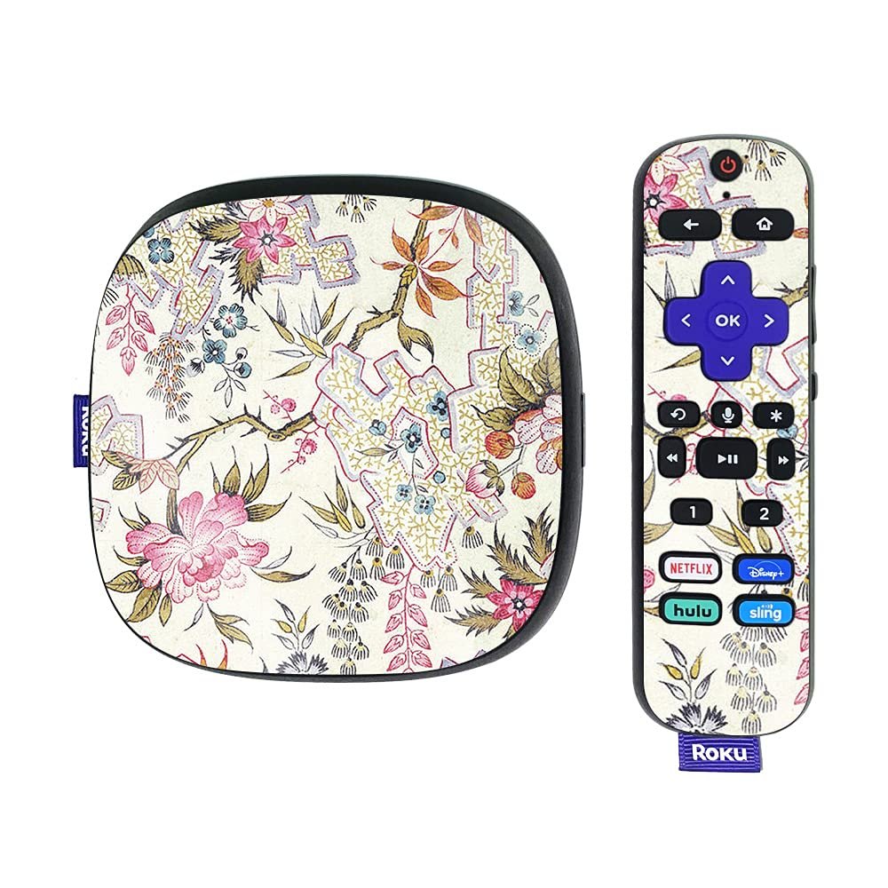 MightySkins Glossy Glitter Skin Compatible with Roku Ultra HDR 4K Streaming Media Player (2020) - Floral Design | Protective, Durable High-Gloss Glitter Finish | Easy to Apply | Made in The USA