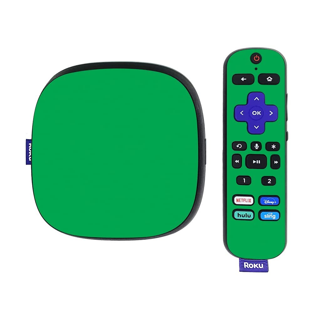 MightySkins Skin Compatible with Roku Ultra HDR 4K Streaming Media Player (2020) - Solid Green | Protective, Durable, and Unique Vinyl Decal wrap Cover | Easy to Apply | Made in The USA