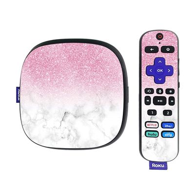 MightySkins Glossy Glitter Skin Compatible with Roku Ultra HDR 4K Streaming Media Player (2020) - Marble Glitz | Protective, Durable High-Gloss Glitter Finish | Easy to Apply | Made in The USA