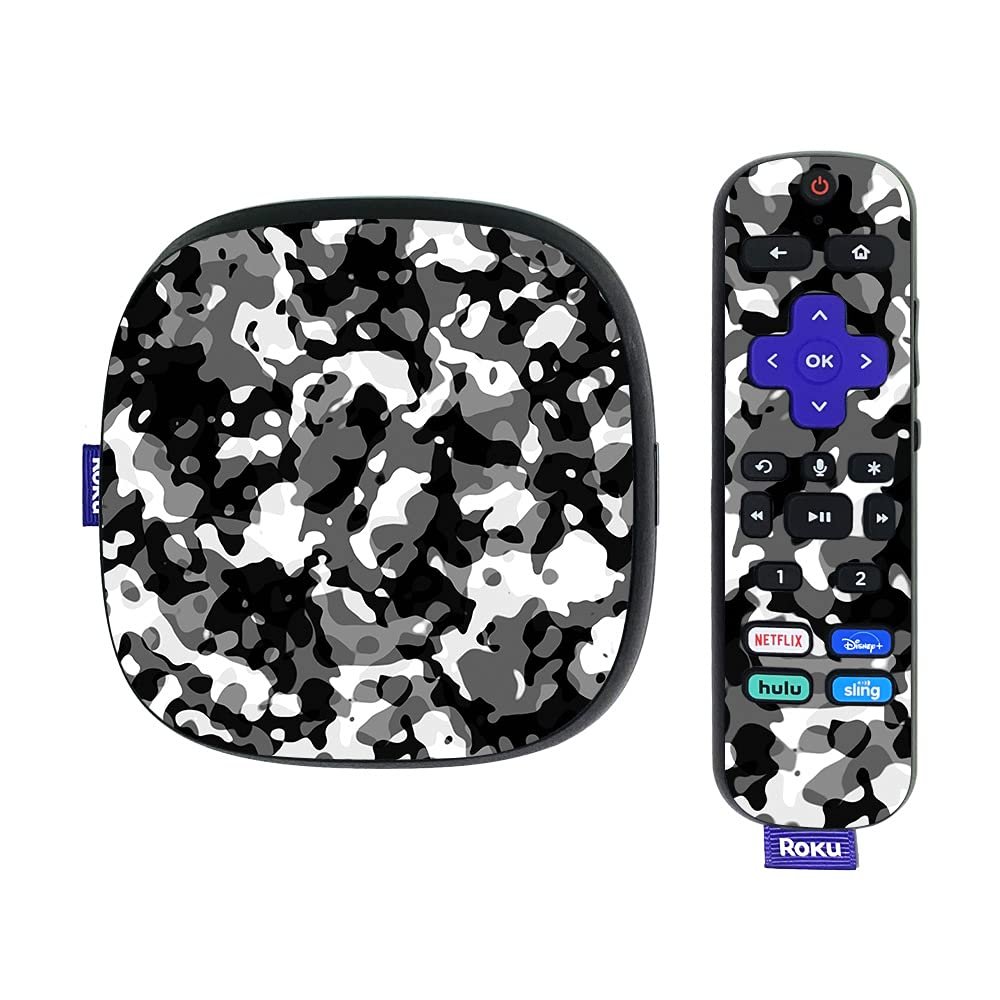 MightySkins Skin Compatible with Roku Ultra HDR 4K Streaming Media Player (2020) - Black Modern Camo | Protective, Durable, and Unique Vinyl Decal wrap Cover | Easy to Apply | Made in The USA