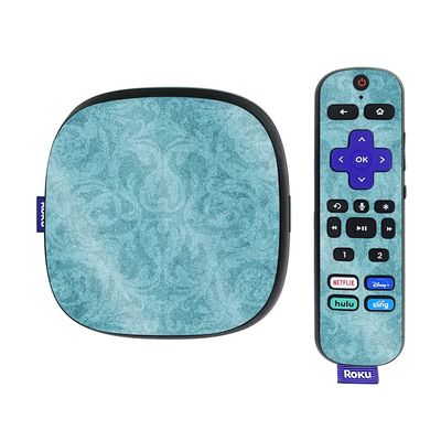 MightySkins Glossy Glitter Skin Compatible with Roku Ultra HDR 4K Streaming Media Player (2020) - Baby Blue Jacquard | Protective, Durable High-Gloss Glitter Finish | Easy to Apply | Made in The USA