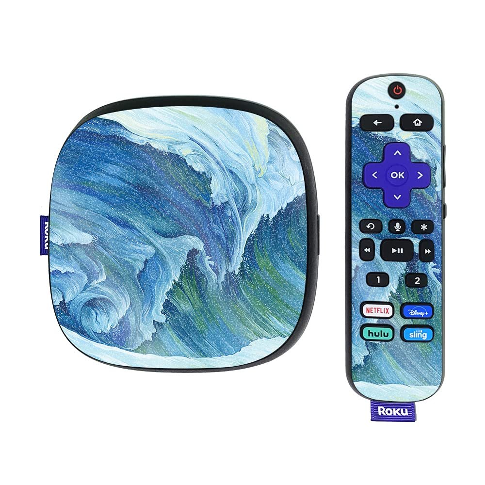 MightySkins Glossy Glitter Skin Compatible with Roku Ultra HDR 4K Streaming Media Player (2020) - Perfect Wave | Protective, Durable High-Gloss Glitter Finish | Easy to Apply | Made in The USA