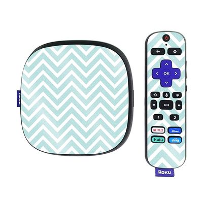 MightySkins Glossy Glitter Skin Compatible with Roku Ultra HDR 4K Streaming Media Player (2020) - Aqua Chevron | Protective, Durable High-Gloss Glitter Finish | Easy to Apply | Made in The USA