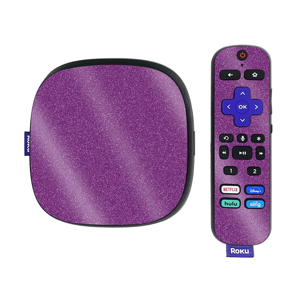 MIGHTY SKINS Glossy Glitter Skin Compatible with Roku Ultra HDR 4K Streaming Media Player (2020) - Solid Purple | Protective, Durable High-Gloss Glitter Finish | Easy to Apply | Made in The USA, (GL-ROUL4K20-Solid Purple)