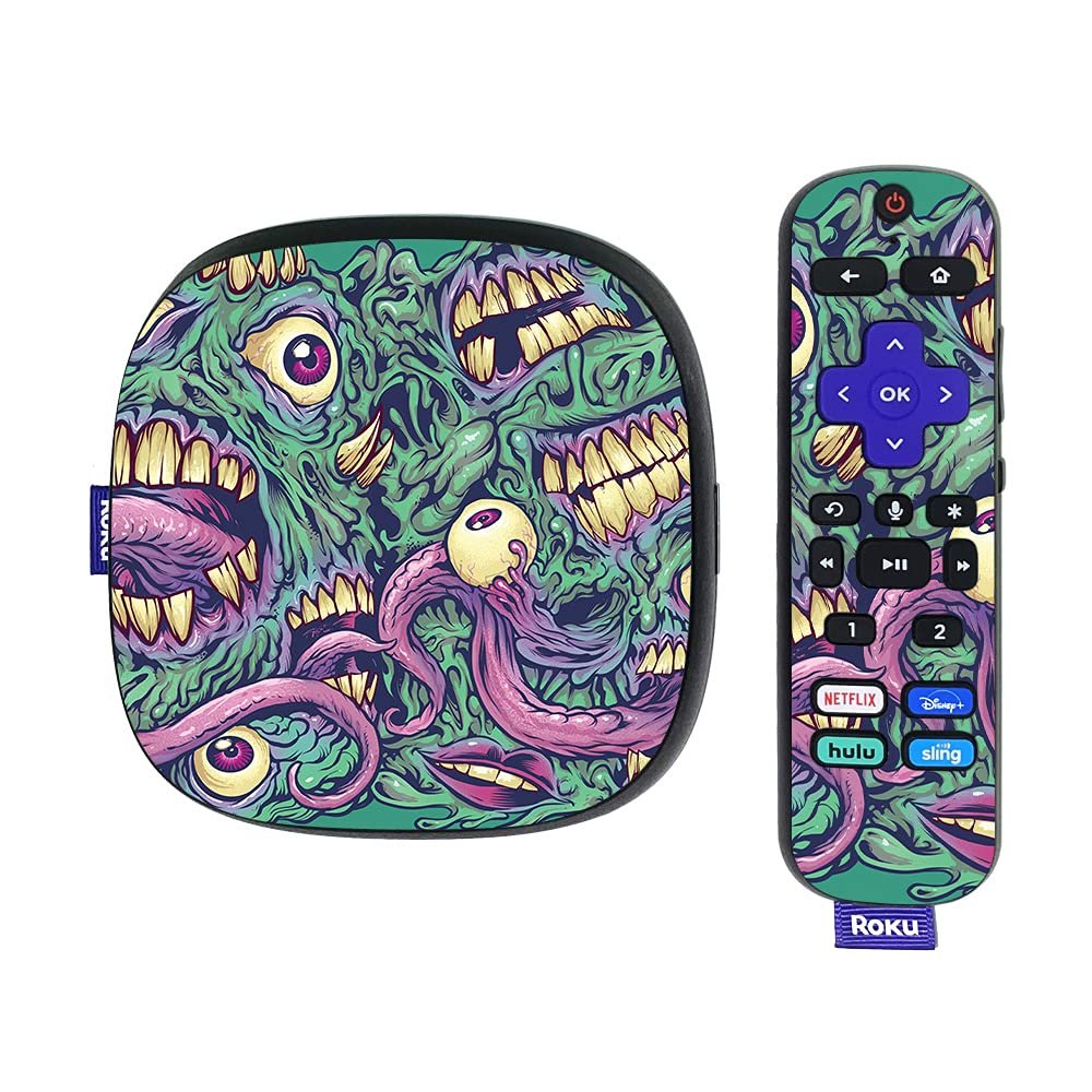 MightySkins Skin Compatible with Roku Ultra HDR 4K Streaming Media Player (2020) - Eyes and Teeth | Protective, Durable, and Unique Vinyl Decal wrap Cover | Easy to Apply | Made in The USA