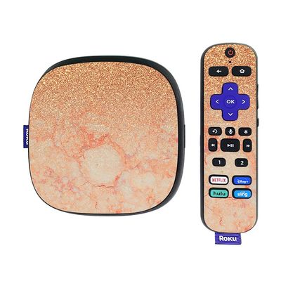 MightySkins Skin Compatible with Roku Ultra HDR 4K Streaming Media Player (2020) - Flashy Apricot Marble | Protective, Durable, and Unique Vinyl Decal wrap Cover | Easy to Apply | Made in The USA