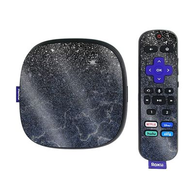 MightySkins Glossy Glitter Skin Compatible with Roku Ultra HDR 4K Streaming Media Player (2020) - Dark Shimmer Marble | Protective, Durable High-Gloss Glitter Finish | Easy to Apply | Made in The USA