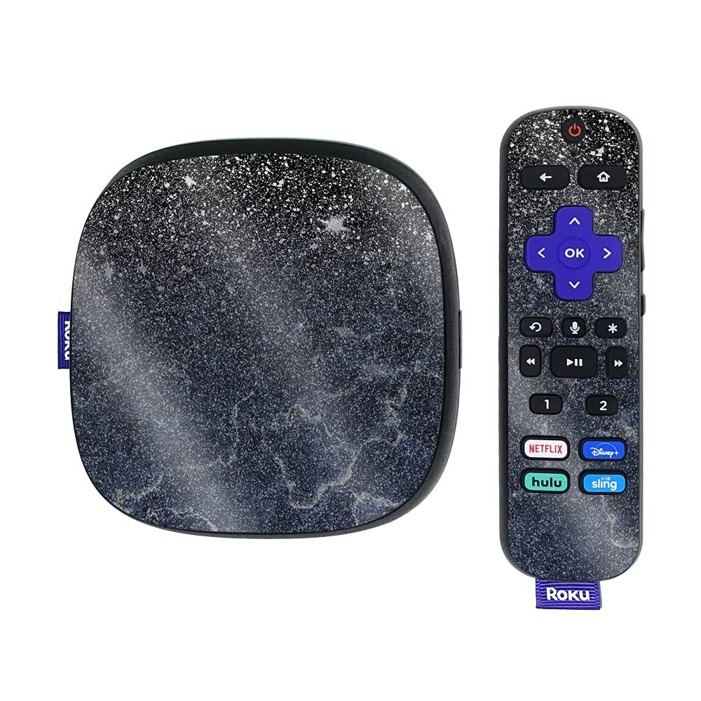 MightySkins Glossy Glitter Skin Compatible with Roku Ultra HDR 4K Streaming Media Player (2020) - Dark Shimmer Marble | Protective, Durable High-Gloss Glitter Finish | Easy to Apply | Made in The USA