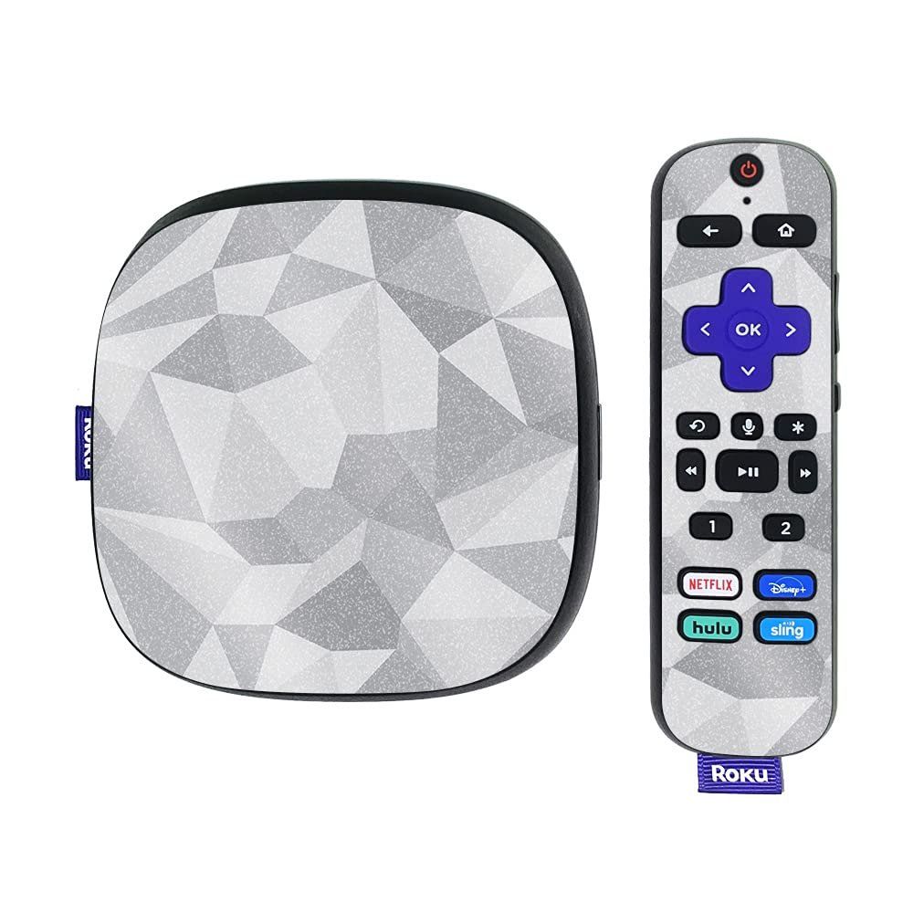 MightySkins Glossy Glitter Skin Compatible with Roku Ultra HDR 4K Streaming Media Player (2020) - Gray Polygon | Protective, Durable High-Gloss Glitter Finish | Easy to Apply | Made in The USA