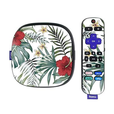 MightySkins Glossy Glitter Skin Compatible with Roku Ultra HDR 4K Streaming Media Player (2020) - Tropical Hibiscus | Protective, Durable High-Gloss Glitter Finish | Easy to Apply | Made in The USA