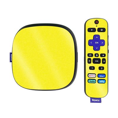 MightySkins Glossy Glitter Skin Compatible with Roku Ultra HDR 4K Streaming Media Player (2020) - Solid Yellow | Protective, Durable High-Gloss Glitter Finish | Easy to Apply | Made in The USA
