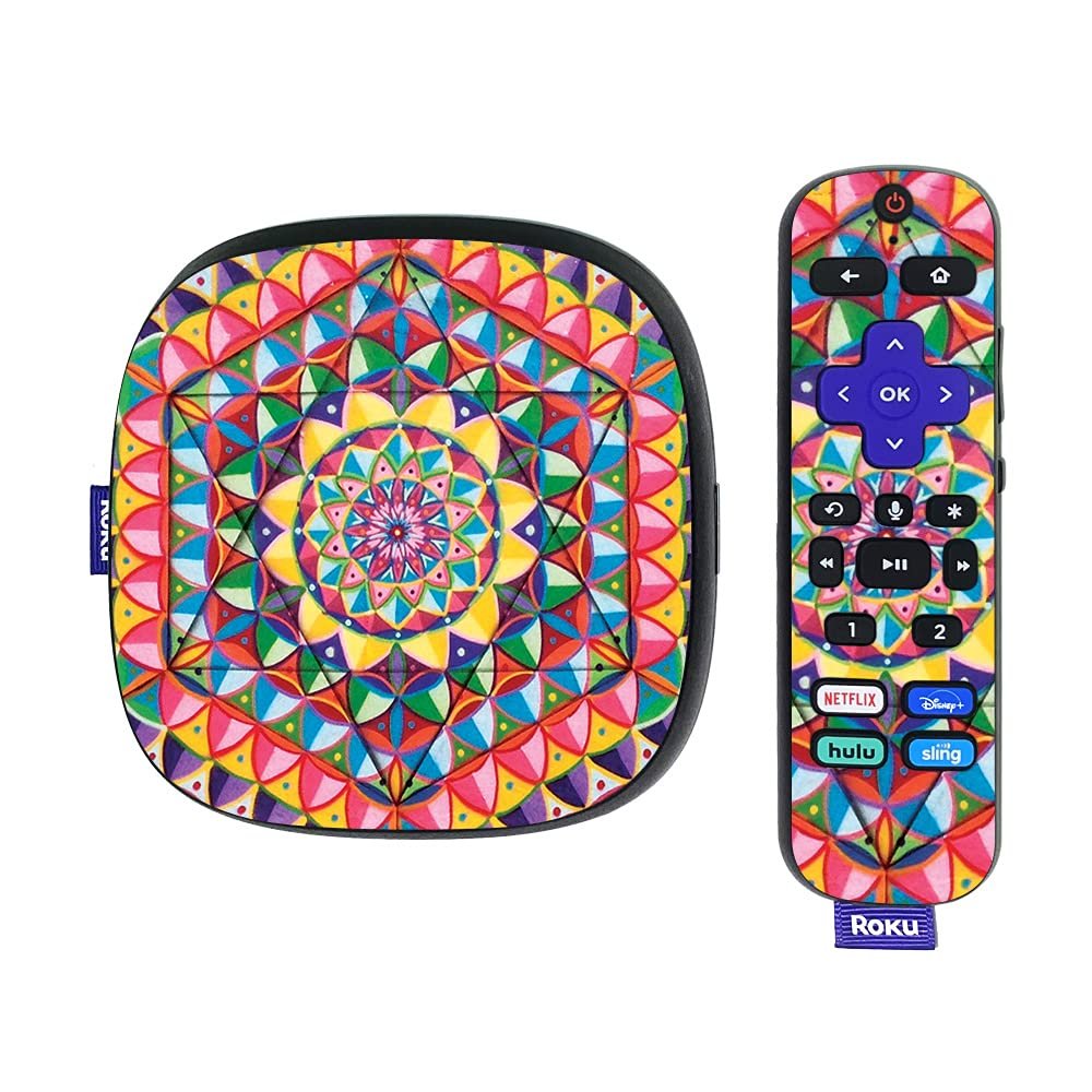 MightySkins Skin Compatible with Roku Ultra HDR 4K Streaming Media Player (2020) - Rainbow Kaleidoscope | Protective, Durable, and Unique Vinyl Decal wrap Cover | Easy to Apply | Made in The USA