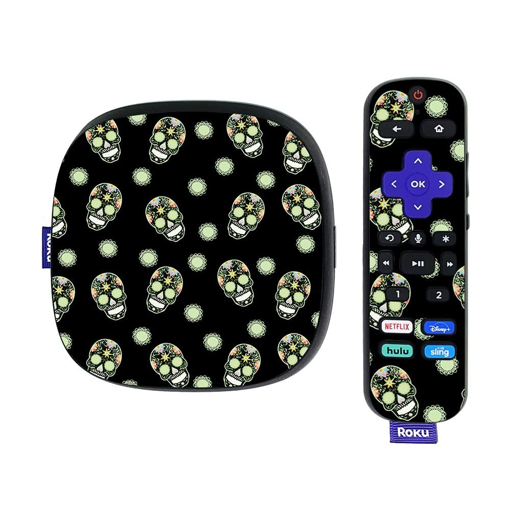 MightySkins Skin Compatible with Roku Ultra HDR 4K Streaming Media Player (2020) - Nighttime Skulls | Protective, Durable, and Unique Vinyl Decal wrap Cover | Easy to Applys | Made in The USA