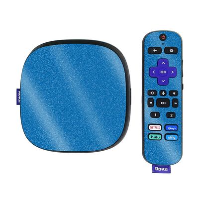 MightySkins Glossy Glitter Skin Compatible with Roku Ultra HDR 4K Streaming Media Player (2020) - Solid Blue | Protective, Durable High-Gloss Glitter Finish | Easy to Apply | Made in The USA