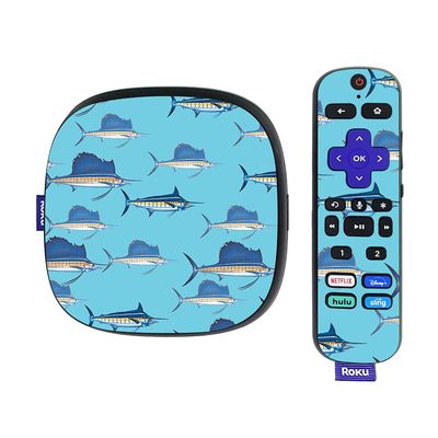 MightySkins Skin Compatible with Roku Ultra HDR 4K Streaming Media Player (2020) - Billfish Stripes | Protective, Durable, and Unique Vinyl Decal wrap Cover | Easy to Applys | Made in The USA