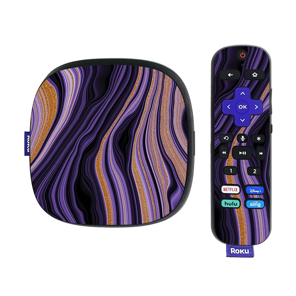 MightySkins Skin Compatible with Roku Ultra HDR 4K Streaming Media Player (2020) - Purple Jewel | Protective, Durable, and Unique Vinyl Decal wrap Cover | Easy to Apply | Made in The USA