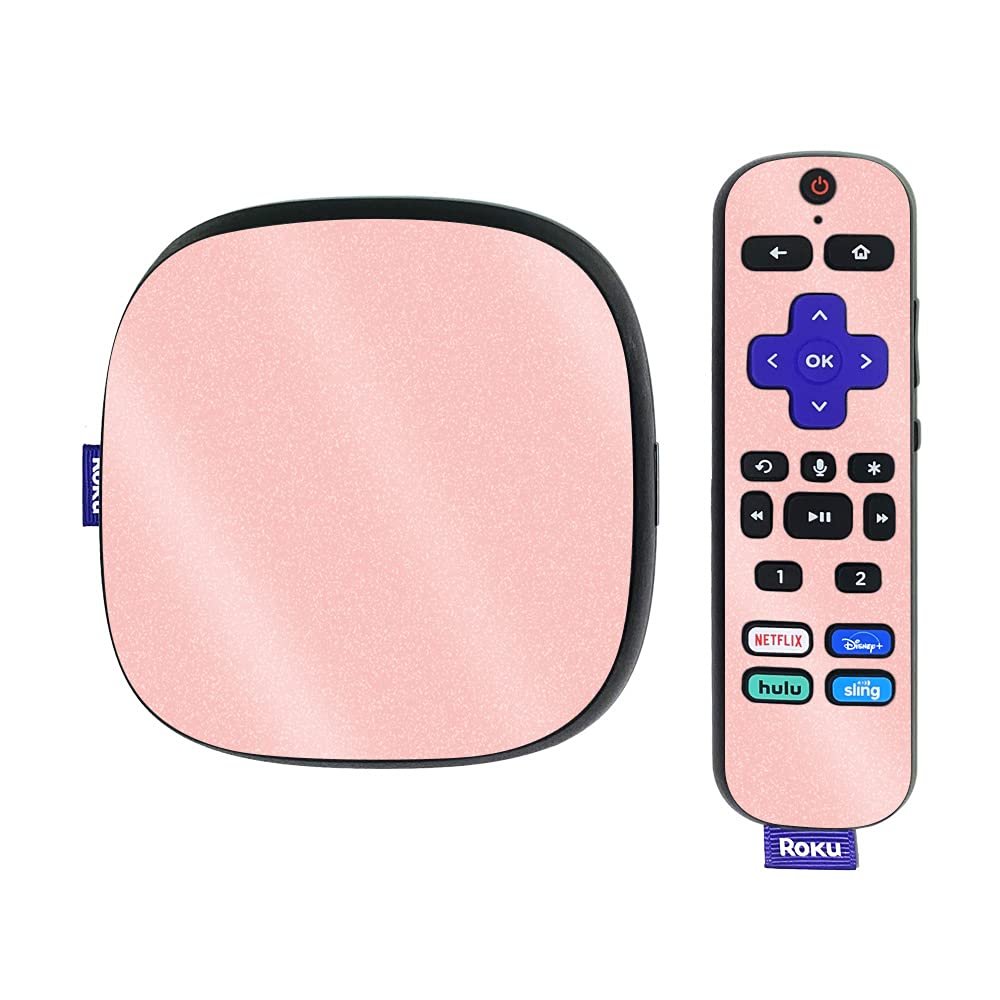 MightySkins Glossy Glitter Skin Compatible with Roku Ultra HDR 4K Streaming Media Player (2020) - Solid Blush | Protective, Durable High-Gloss Glitter Finish | Easy to Apply | Made in The USA