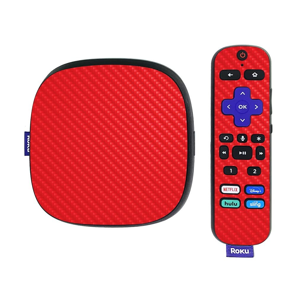 MightySkins Carbon Fiber Skin Compatible with Roku Ultra HDR 4K Streaming Media Player (2020) - Solid Red | Protective, Durable Textured Carbon Fiber Finish | Easy to Apply | Made in The USA