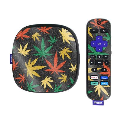 MightySkins Glossy Glitter Skin Compatible with Roku Ultra HDR 4K Streaming Media Player (2020) - Rastafari Kush | Protective, Durable High-Gloss Glitter Finish | Easy to Apply | Made in The USA