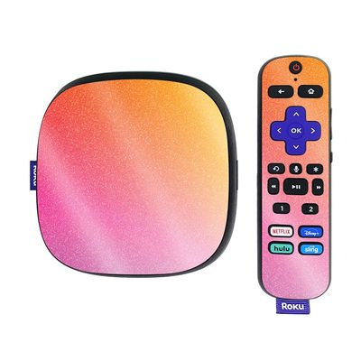 MightySkins Glossy Glitter Skin Compatible with Roku Ultra HDR 4K Streaming Media Player (2020) - Sunset Blur | Protective, Durable High-Gloss Glitter Finish | Easy to Apply | Made in The USA