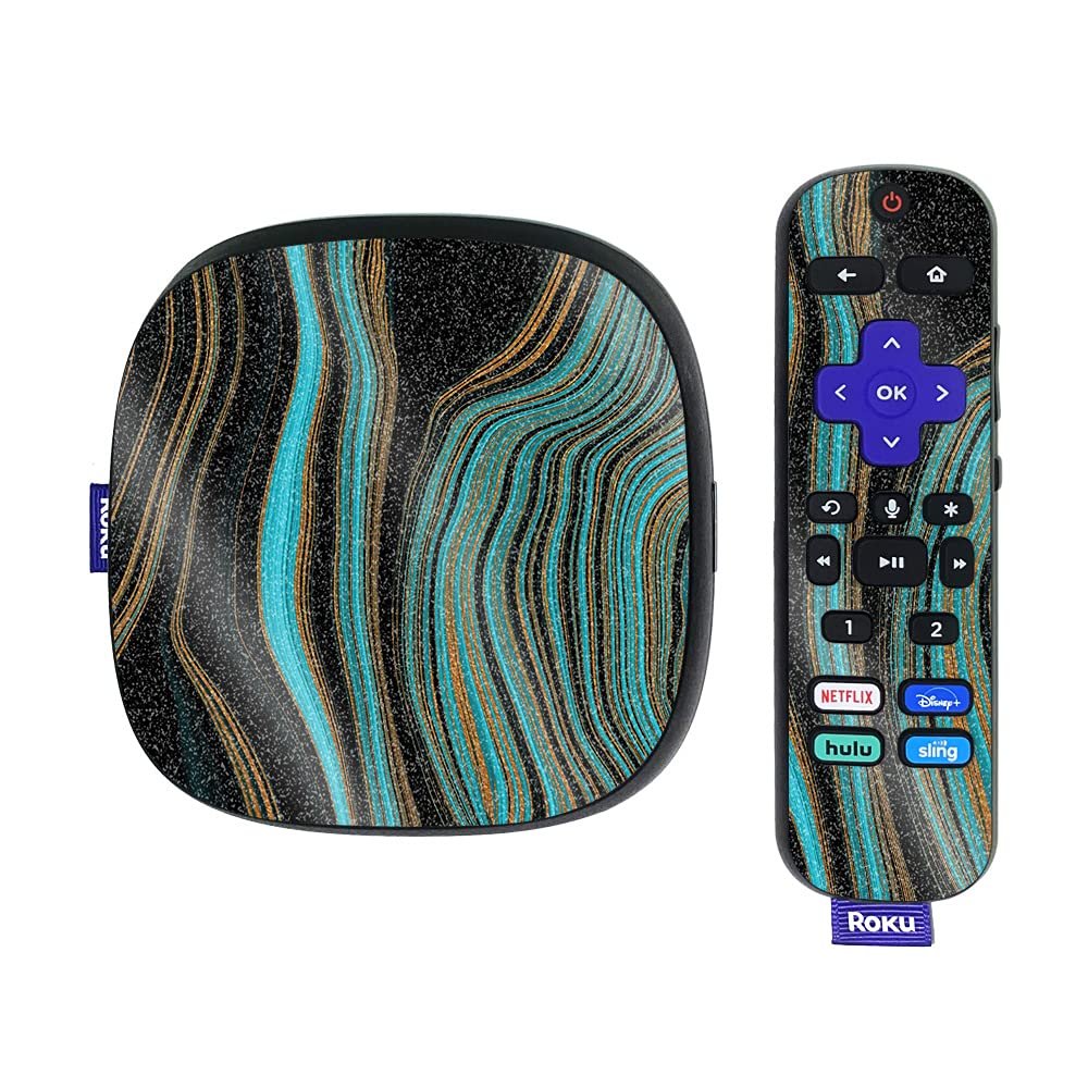 MightySkins Glossy Glitter Skin Compatible with Roku Ultra HDR 4K Streaming Media Player (2020) - Blue Canyon | Protective, Durable High-Gloss Glitter Finish | Easy to Apply | Made in The USA
