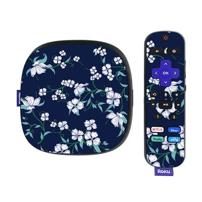 MightySkins Skin Compatible with Roku Ultra HDR 4K Streaming Media Player (2020) - White Freesia | Protective, Durable, and Unique Vinyl Decal wrap Cover | Easy to Apply | Made in The USA