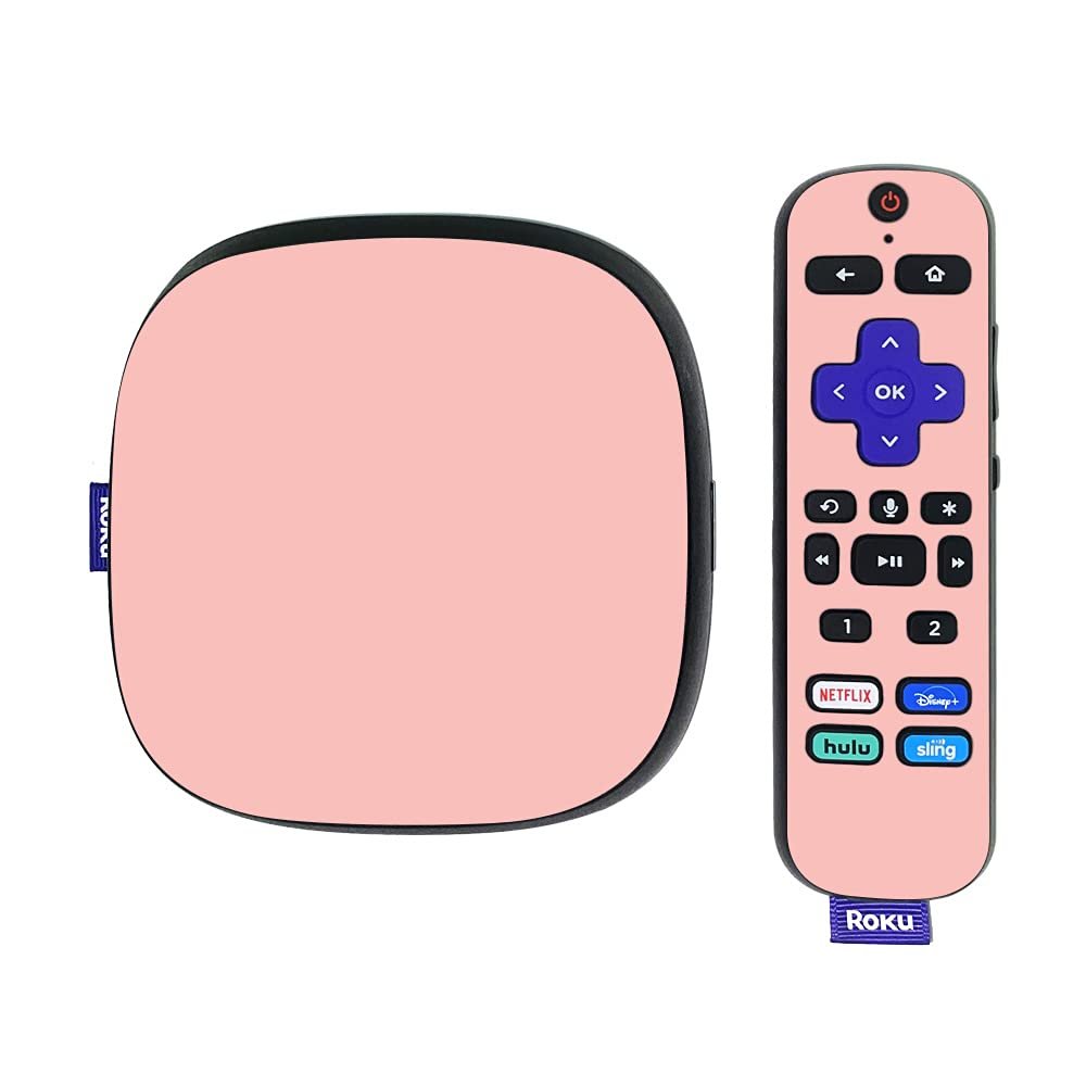 MightySkins Skin Compatible with Roku Ultra HDR 4K Streaming Media Player (2020) - Solid Blush | Protective, Durable, and Unique Vinyl Decal wrap Cover | Easy to Apply | Made in The USA