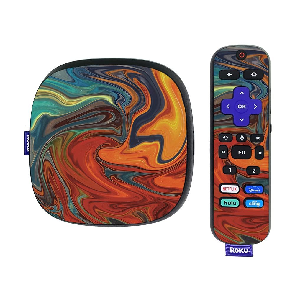 MightySkins Skin Compatible with Roku Ultra HDR 4K Streaming Media Player (2020) - Lava Water | Protective, Durable, and Unique Vinyl Decal wrap Cover | Easy to Apply | Made in The USA