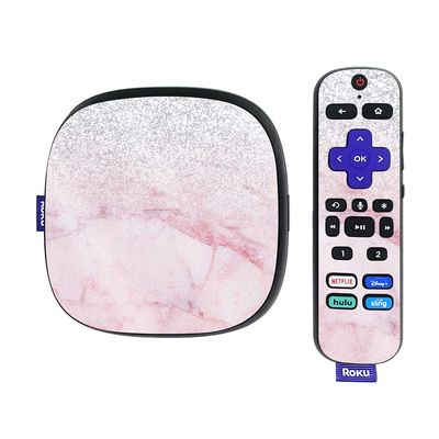 MightySkins Glossy Glitter Skin Compatible with Roku Ultra HDR 4K Streaming Media Player (2020) - Girly Marble Dazzle | Protective, Durable High-Gloss Glitter Finish | Easy to Apply | Made in The USA