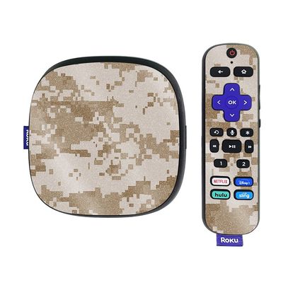 MightySkins Glossy Glitter Skin Compatible with Roku Ultra HDR 4K Streaming Media Player (2020) - Desert Camo | Protective, Durable High-Gloss Glitter Finish | Easy to Apply | Made in The USA