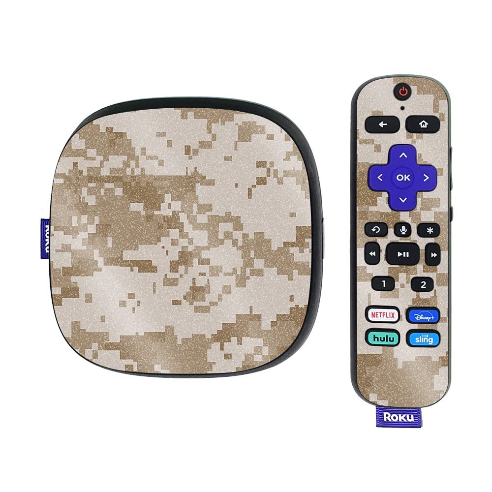 MightySkins Glossy Glitter Skin Compatible with Roku Ultra HDR 4K Streaming Media Player (2020) - Desert Camo | Protective, Durable High-Gloss Glitter Finish | Easy to Apply | Made in The USA