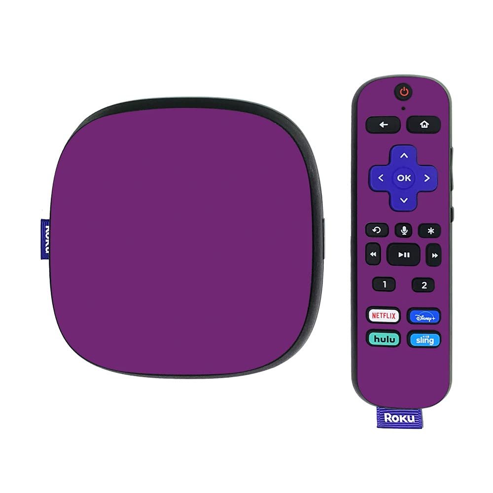 MightySkins Skin Compatible with Roku Ultra HDR 4K Streaming Media Player (2020) - Solid Purple | Protective, Durable, and Unique Vinyl Decal wrap Cover | Easy to Apply | Made in The USA