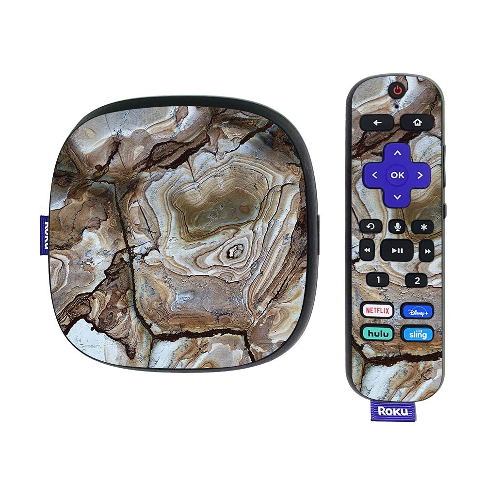 MightySkins Skin Compatible with Roku Ultra HDR 4K Streaming Media Player (2020) - Brown Marble | Protective, Durable, and Unique Vinyl Decal wrap Cover | Easy to Apply | Made in The USA