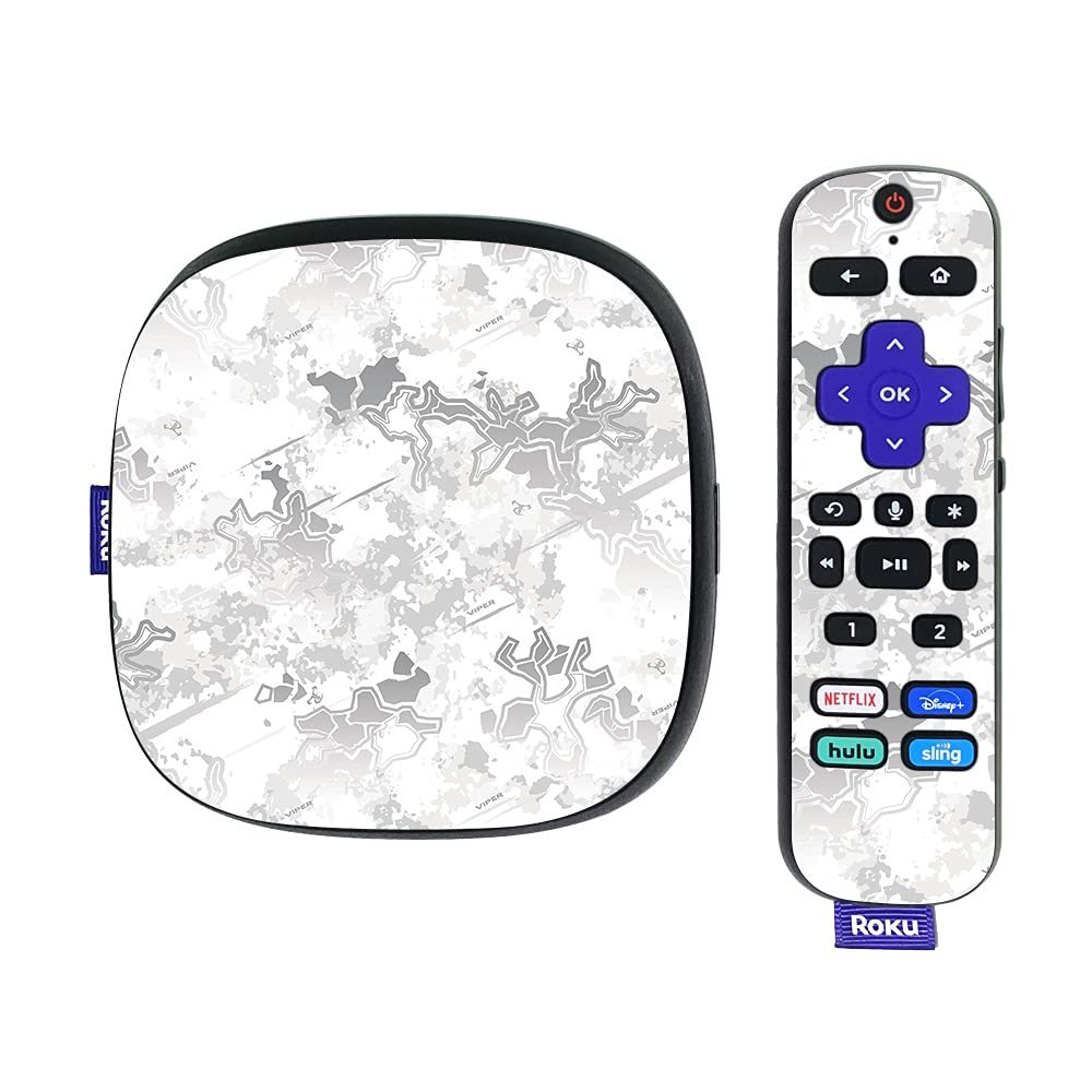 MightySkins Skin Compatible with Roku Ultra HDR 4K Streaming Media Player (2020) - Viper Snow | Protective, Durable, and Unique Vinyl Decal wrap Cover | Easy to Apply | Made in The USA