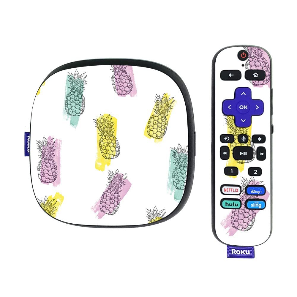 MightySkins Skin Compatible with Roku Ultra HDR 4K Streaming Media Player (2020) - Funky Pineapples | Protective, Durable, and Unique Vinyl Decal wrap Cover | Easy to Applys | Made in The USA