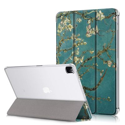 Epicgadget Case for iPad Pro 12.9 (5th Generation), Lightweight Translucent Back Cover Auto Sleep/Wake Folding Stand Case (Support Apple Pen Charging) for iPad Pro 12.9 Inch 2021/2020 (Blossom)